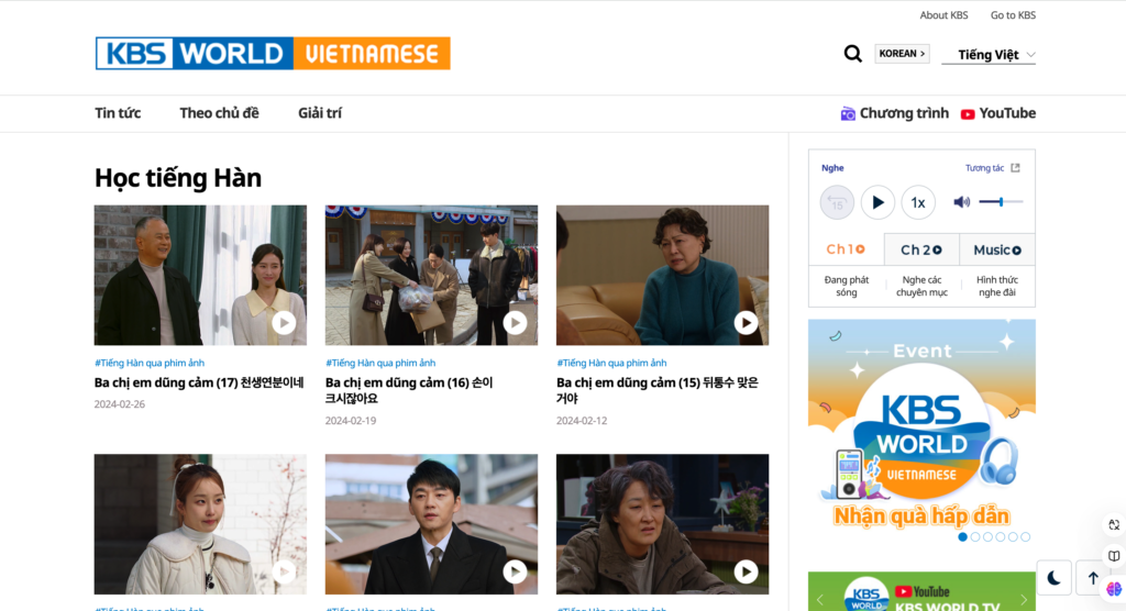 Web học tiếng Hàn