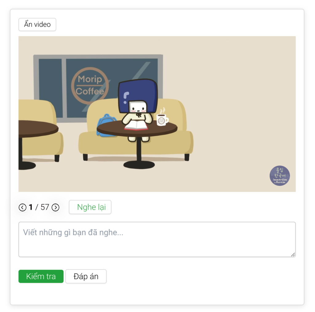 Việc học tiếng hàn của Mori và Hani