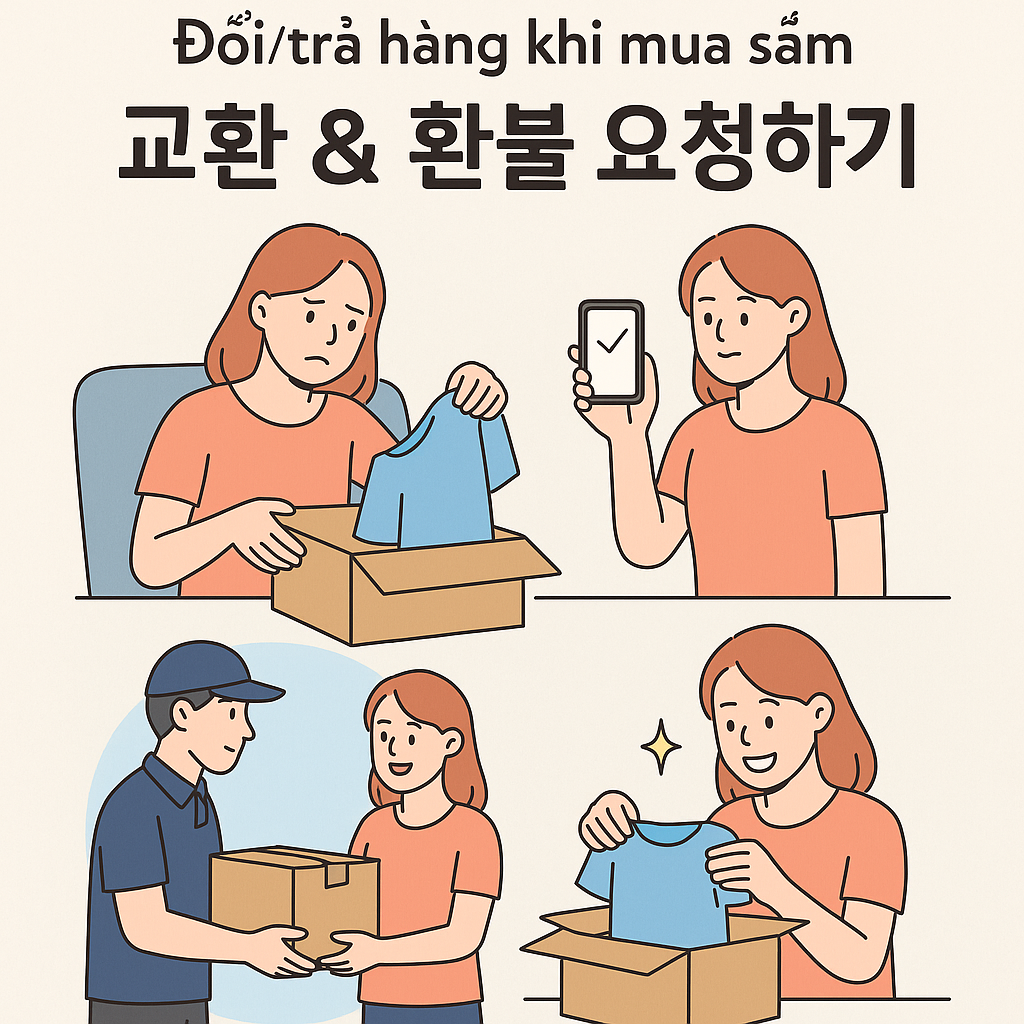 Từ vựng về đổi trả hàng trong tiếng Hàn